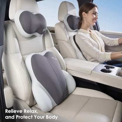 Lumbar Support with Car headrest Back Pillow for Chairs Headrest Pillow for Car Ergonomic Ultrathick Memory Foam Back Pillow for Office Chair