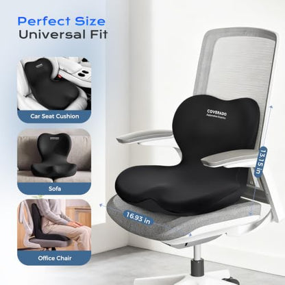 Car Seat Cushion and Lumbar Support Pillow One Piece