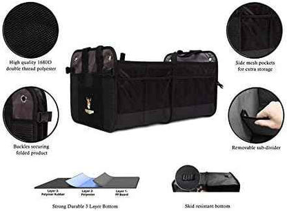 Tuff Viking Convertible SUV Trunk Organizer | Truck Bed Organizer for SUVs, Autos, Trucks and Jeeps with Tie Down Straps