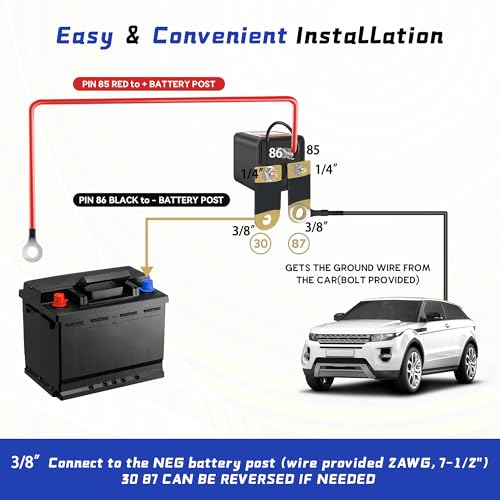 3 8" Side Post Remote Battery Disconnect Switch 12V Battery Kill Switch for Car Truck UTV ATV Marine On