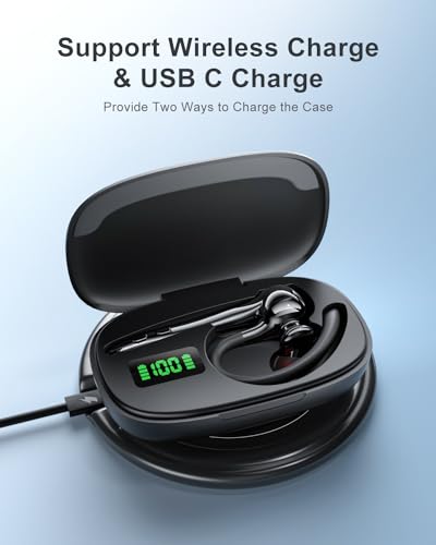 Bluetooth Headset Wireless Earpiece Earbuds with Noise Canceling Microphone 160H Standby Time Hands Free Headphones Single Ear Earphones for IOS Android Samsung Cell Phones Business Home Office Gaming