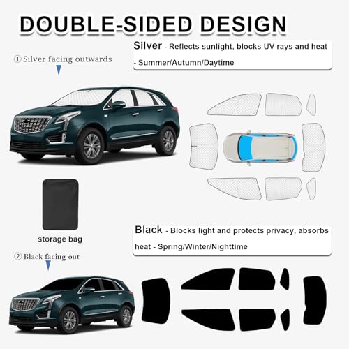 8pcs Thicken Sun Shades for Cadillac XT5 Accessories 2017