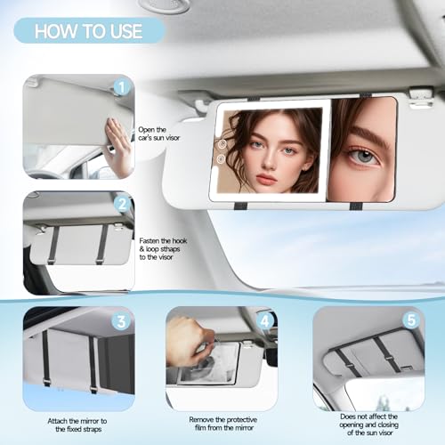 Car Sun Visor Vanity Mirror with Lights