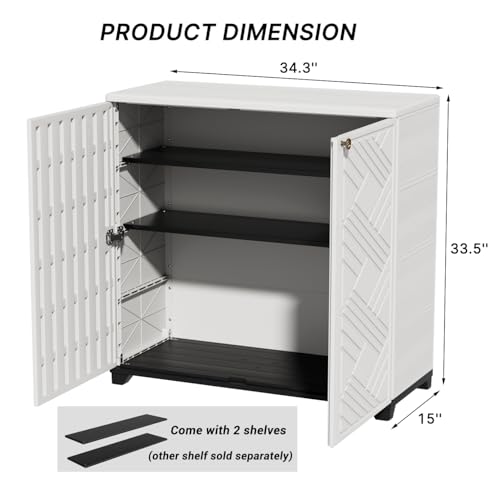 Outdoor Storage Cabinet Waterproof with 2 Shelves