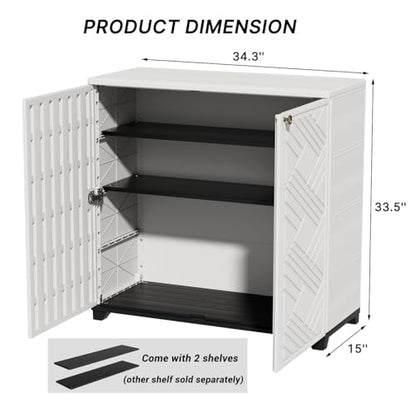 Outdoor Storage Cabinet Waterproof with 2 Shelves