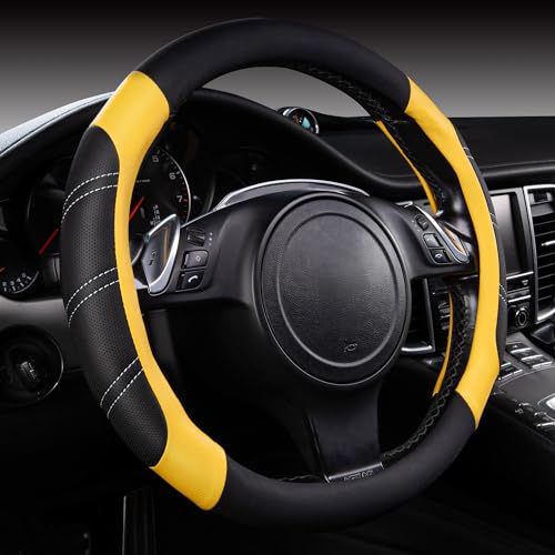 Line Rider Microfiber Leather Sporty Steering Wheel Cover Universal Fits for 95% Truck