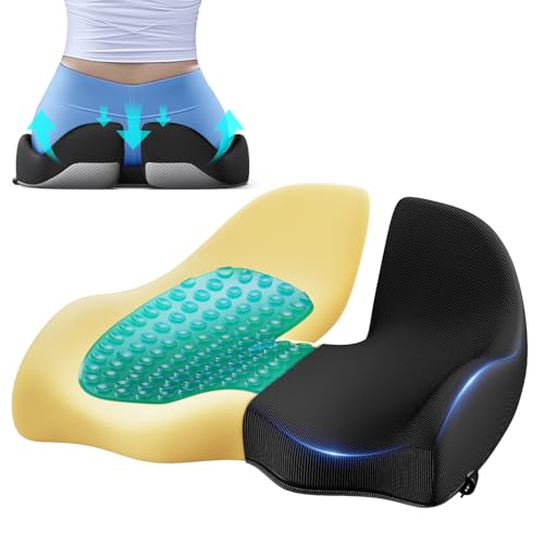Large Cooling Gel Memory Foam Seat Cushion for Long Sitting