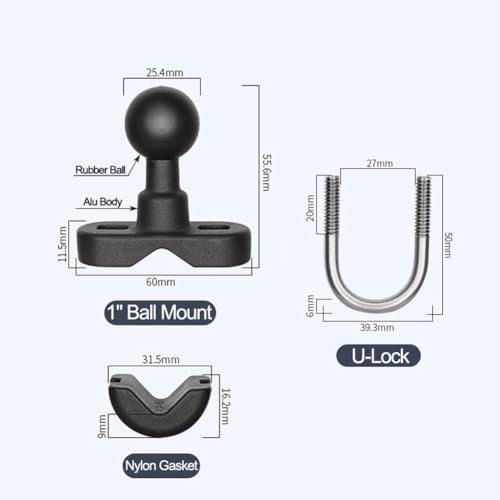 Motorcycle Phone Mount with Aluminum Alloy Arm and U