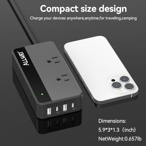 200W Car Power Inverter 12V DC to 110V AC with USB C
