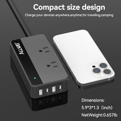 200W Car Power Inverter 12V DC to 110V AC with USB C