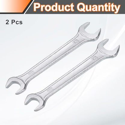 2pcs Double Open End Wrench 11mm x 13mm Metric 15 Degree Offset Angle Small Flat Head Wrench Galvanizing Open Ended Spanner for Automotive Repair Furniture Assembly (2 Count)