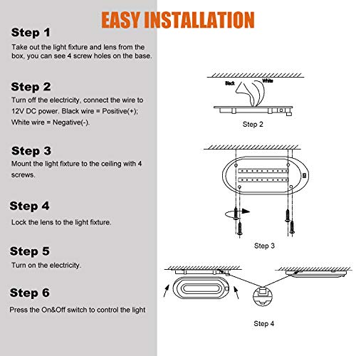 12V LED Bright RV Pancake Light Surface Mount