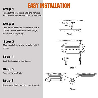 12V LED Bright RV Pancake Light Surface Mount