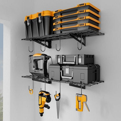2 Pack 1x3 ft Garage Shelving with 8 Bike Hooks (2 Count)