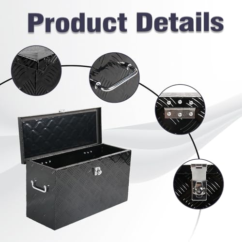 24 Inch Aluminum Tool Box 5 Bar Tread ToolBox for Truck Bed Car Outdoor