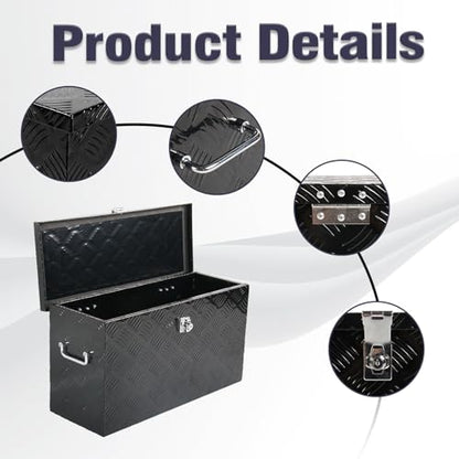 24 Inch Aluminum Tool Box 5 Bar Tread ToolBox for Truck Bed Car Outdoor