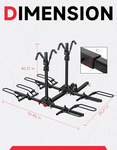 Young 4 Bike Rack Hitch Mount Platform Style Carrier for Cars Trucks SUVs Minivans with 2" Hitch Receiver
