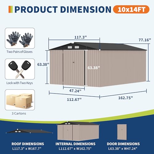 10x14 FT Metal Storage Sheds Outdoor