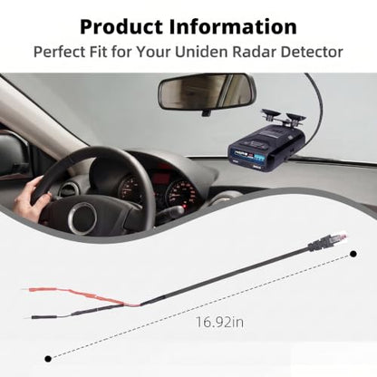 RJ11 Radar Detector Mirror Tap Hardwire Power Cord for Uniden R4 R7 R8 1PC