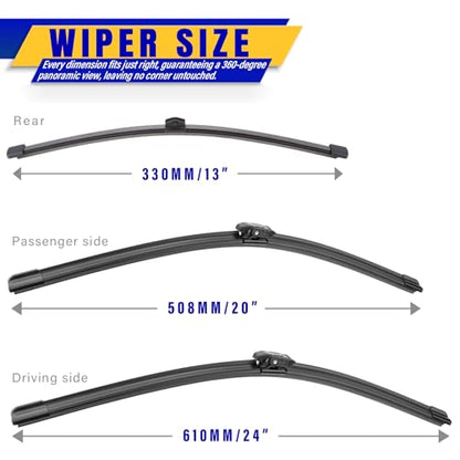 3 Wipers Fits BMW X2 2018