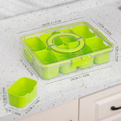 Divided Snack Serving Tray with Lid and Handle Travel Snackle Charcuterie Container Portable Storage Organizer for Candy