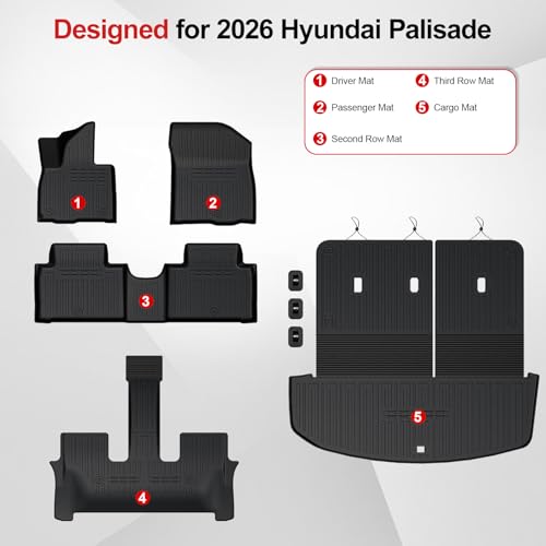 Floor Mats for 2026 2027 Hyundai Palisade Hybrid 7