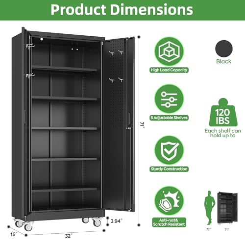71 in. Garage Storage Cabinet with Wheels