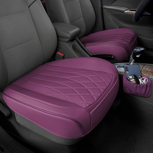2 Pack Purple Leather Front Bottom Car Seat Covers (2 Count)