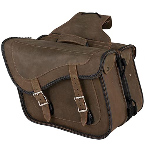 Naked Cowhide Leather Motorcycle Saddle Bags Throw Over Saddlebags (2 Count)