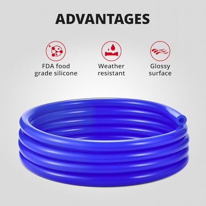 5/32 1/4 5/16 1/2 Silicone Vacuum Tubing Hose Line Kit 5FT 130PSI Max Pressure Blue (4mm 6mm 8mm 12.7mm)