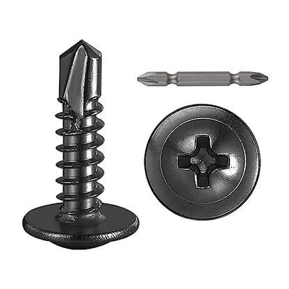 350Pcs)#8×5/8” for Sheet Metal Self-Tapping Screws 410 Black Stainless Steel Truss Head High-Strength Quick Tapping