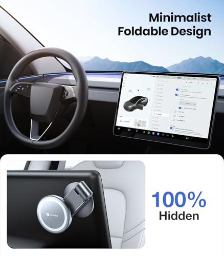 Tesla Phone Mount【Strongest Magnet Power】 Foldable Hidden Tesla Phone Holder Fit for All Phones