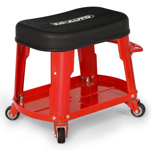 Heavy Duty Garage Rolling Work Seat 300LBS Capacity Mechanics Stool with Wheels