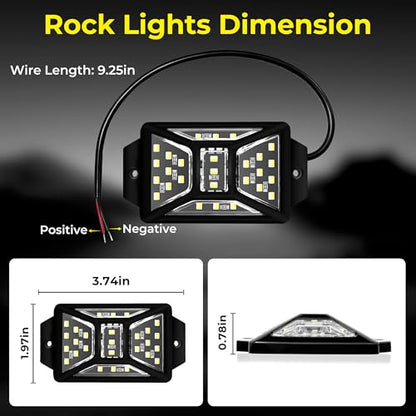 20 Pods 540 LEDs 6000K White Rock Lights with 32.8FT Extension Wire (20 Count)