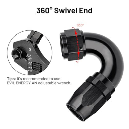 12AN 150 Degree One Piece Full Flow Hose End Fitting Swivel for CPE Braided Hose