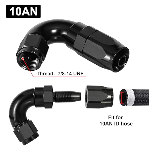 10AN 120 Degree One Piece Full Flow Hose End Fitting Swivel for CPE Braided Hose