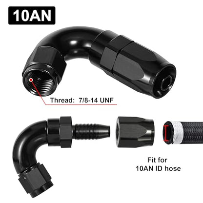 10AN 120 Degree One Piece Full Flow Hose End Fitting Swivel for CPE Braided Hose
