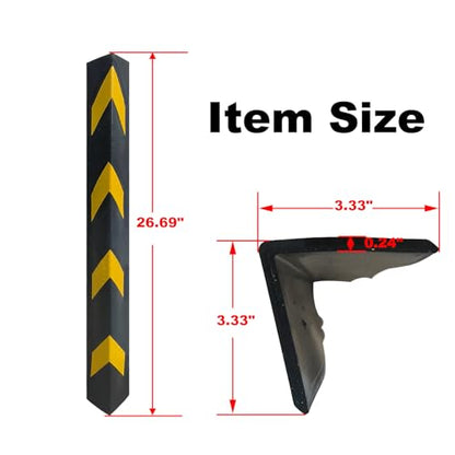 6 Pack 27" Rubber Corner Guard Protector for Parking Column Lot Garage Wall (6 Count)