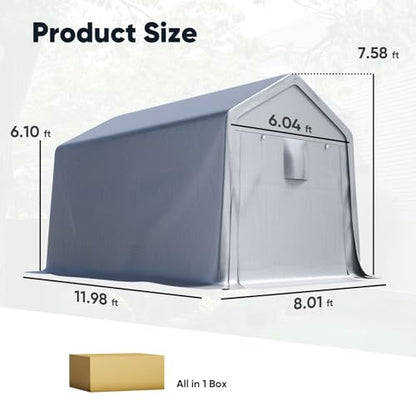 8x12FT Long Storage Shed Kayak Shelter with Roll