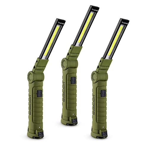 3 Pack Rechargeable LED Work Lights with Magnetic Base and 360° Rotation (3 Count)