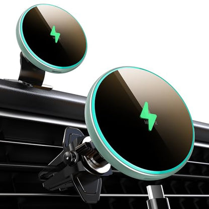 for Magsafe Car Mount Charger 15W LED RGB Car Phone Holder for Dash Vent