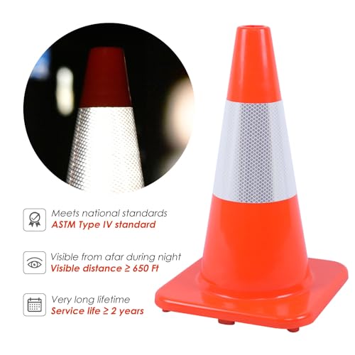 Overall Fluorescent Orange Red Integrated Traffic Cones