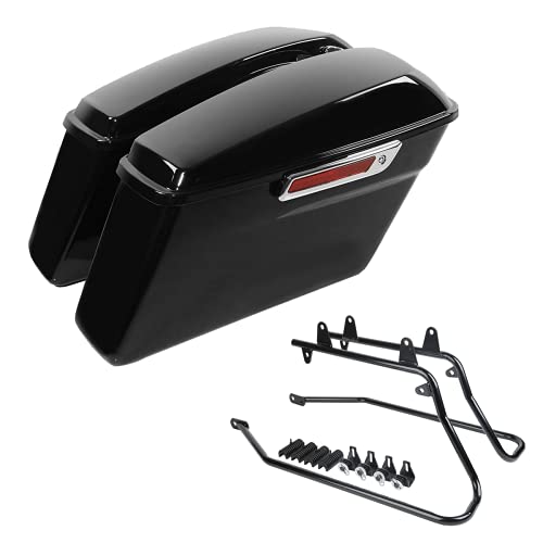 Motorcycle Saddlebags with Black Conversion Brackets Fit For Harley Softail Deluxe Heritage Softail 1984 (2 Count)