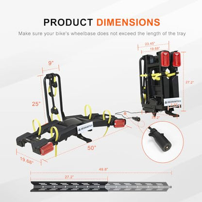 2 E Bike Foldable Hitch Mount Bike Rack with Light for 2" Receiver SUV & Trucks (2 Count)