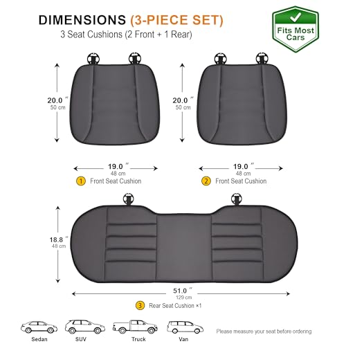 3 Piece Memory Foam Car Seat Cushion Set for Driving Comfort (3 Count)