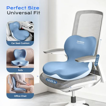 Car Seat Cushion and Lumbar Support Pillow One Piece