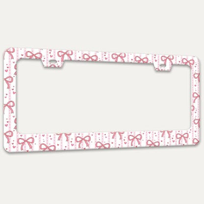 Pink Bow License Plate Frame Cute Bow License Plate Holder with Screws