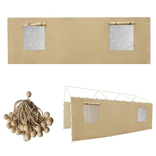 Carport Sidewall Panel with Mesh Windows and Elastic Ball Bungees