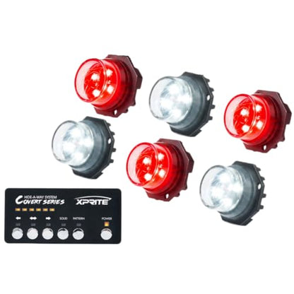 White Red LED Hideaway Strobe Lights Kit (6 Count)