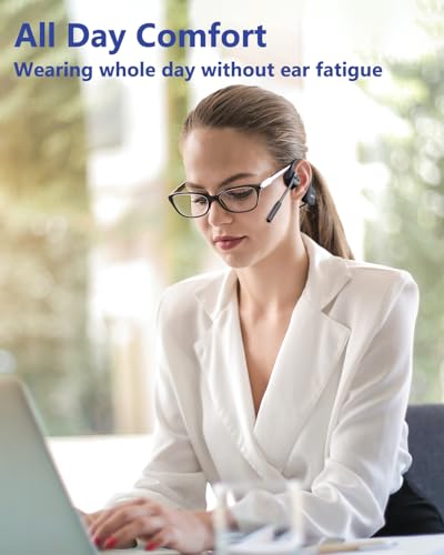 Bluetooth Headphones with Mic Open Ear Headphones Bluetooth 5.2 Headset with Dual CVC8.0 and ENC Noise